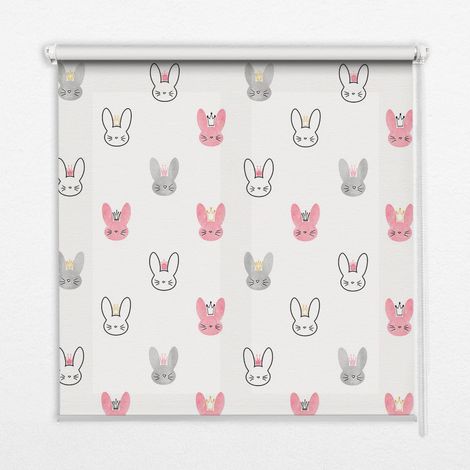 Tenda a Rullo Interna per Finestra - Tenda Filtrante Luce - Tenda Privacy - Tenda Decorativa Rettangolare - Rullo per Interni - (70 cm x 140 cm) - Conigli colorati con corone (1/5)