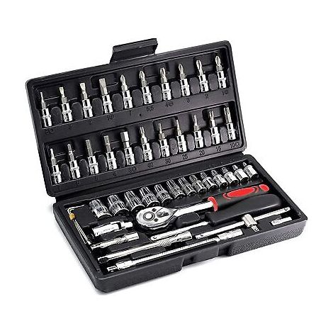 SET CHIAVI A BUSSOLA CON CRICCHETTO 46 PZ PEZZI CACCIAVITE ESAGONALE CHIAVE (1/4)