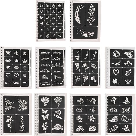 Pochoirs de tatouage aérographe, 97 motifs, étanches réutilisables, body art (1/5)