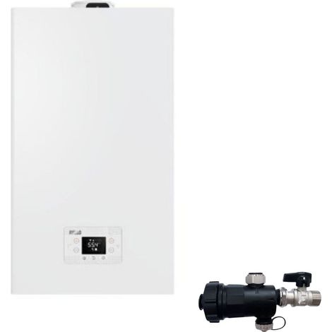 Riello Caldaia a Condensazione RLT 25 Kis 25 kW 20213292 LowNox Metano Completa Di Kit Fumi e Defangatore Omaggio  KIT COASSIALE
