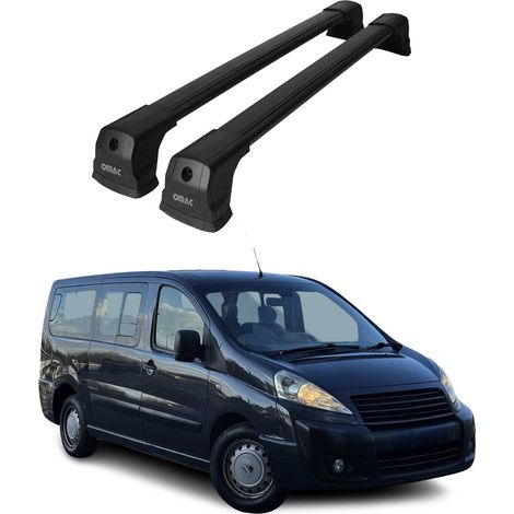 OMAC Dachträger Querträger kompatibel mit Fiat Scudo 2007-2016 – 2 Stangen – Abschließbar – Aluminium Schwarz (1/5)