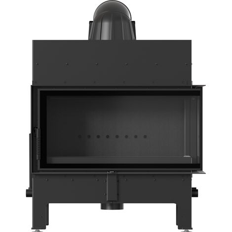 Kamin KRATKI FLOKI L Rechts 12kW Ø200 Schwarz Montageset mit Türschließung (1/5)