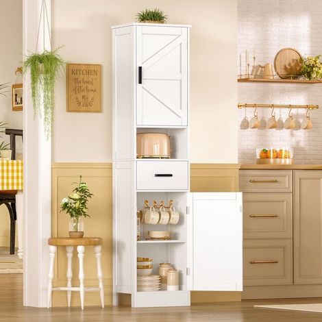 Armoire de salle de bain - TENNFON Colonne - 40×30×170 cm - 1 tiroir spacieux - Étagères réglables (1/5)