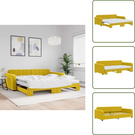 The Living Store Tagesbett Ausziehbar mit Matratzen Gelb 100x200 cm Samt - Schlafsofa (1/5)