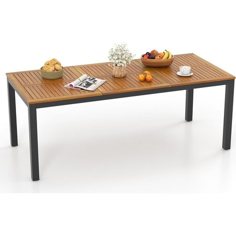 COSTWAY 8-Person Outdoor Dining Table 200 x 90cm Acacia Wood Patio Table
