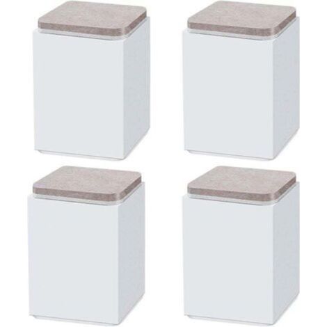 (Blanc 10cm) 4PCS pieds de support de meuble, booster en acier carbone auto-adhésif, carré 6x6cm, pour canapé, lit, meuble TV, booster de meuble, hauteur 5cm/10cm, noir/blanc/marron (1/3)