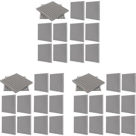 Lot de 36 panneaux acoustiques autocollants, panneaux en mousse insonorisante, panneaux muraux d'insonorisation haute densité adaptés à un usage domestique (gris) DIWHBYV (1/4)
