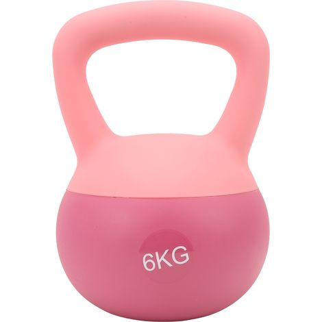 Haltère boule 6kg Rose Pêche, entraînement musculaire à domicile, poids en PVC souple pour fitness (1/5)