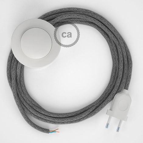 creative cables Cablaggio per piantana, Cavo RN02 Lino Naturale Grigio 3 m. Scegli Il Colore dell'interruttore e della Spina. - Bianco (1/5)