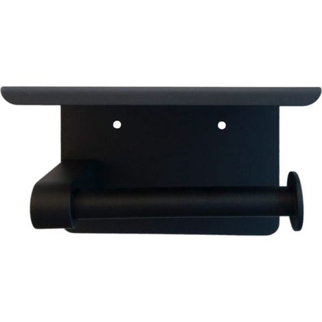 Porta carta igienica igienico autoadesivo con ripiano in acciaio inox - 13,5x9x10cm - Nero opaco (1/3)