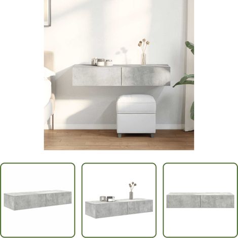 Schubladenregal - Wandregal mit Schubladen Betongrau 100x36x19 cm Holzwerkstoff (1/5)