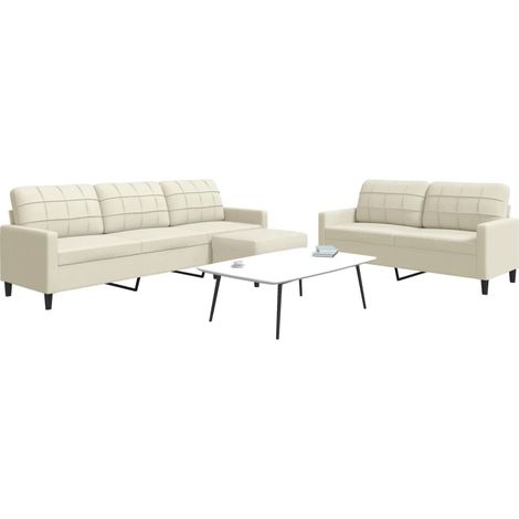 vidaXL Ensemble de canapés 3 pcs avec coussins Crème Velours (1/5)