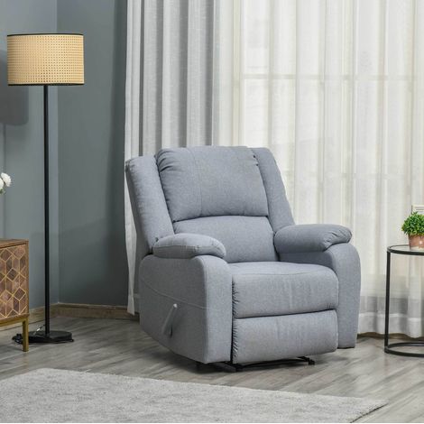 Poltrona reclinabile 90x163x78 cm grigio chiaro in poliestere con poggiapiedi e schienale regolabile (1/5)