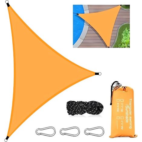 Voiles D'ombrage pour Patio Voile Ombrage Terrasse UV à 95%(3x3x3M) Voile d Ombrage Triangle Auvent Triangulaire Protection Convient aux Balcons Terrasses etc Orange-Gardez la Pluie à L'écart (1/5)