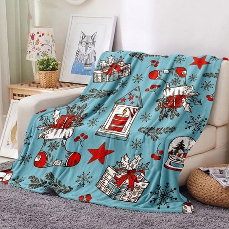 Couverture De Noël - Couverture En Laine Douce Double Face Avec Motif Bonhomme De Neige - 125 X 150 Cm (1/5)