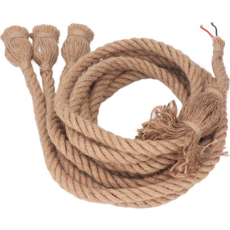 Suspension Vintage Corde de Chanvre 3 Têtes Cordon de 6,6 Pieds E26 E27 Douille Luminaire Suspendu pour Ferme Restaurant Bar 100-240V