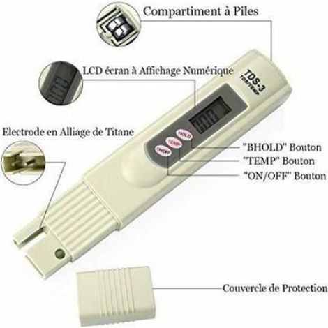 Testeur TDS-3 - Mesure de la qualité de l'eau - LCD - Précision ±2% - Compact et léger (1/5)