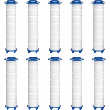 Lot de 10 filtres de douche pour pommeau de douche à main - 15 étapes - Filtres de rechange pour eau dure - Élimine les substances nocives - 8 cm x 2,4 cm (1/4)