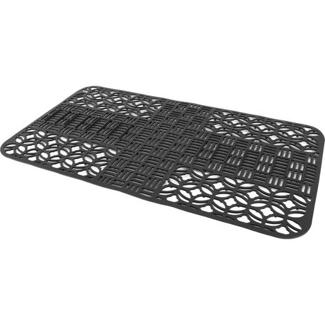 Lot de 2 tapis d'évier en silicone antidérapant résistant à la chaleur 66x35cm grand format carré ajouré protection d'évier pour cuisine noir (1/5)