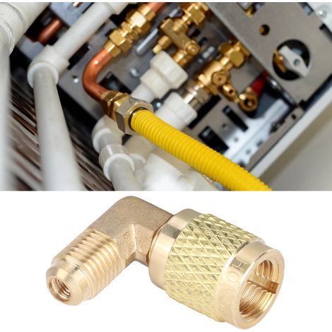 Adaptateur coudé R410 (filetage mâle 1/4" vers filetage femelle 5/16") à 90° - Accessoire pour climatiseur/refroidisseur (1/5)