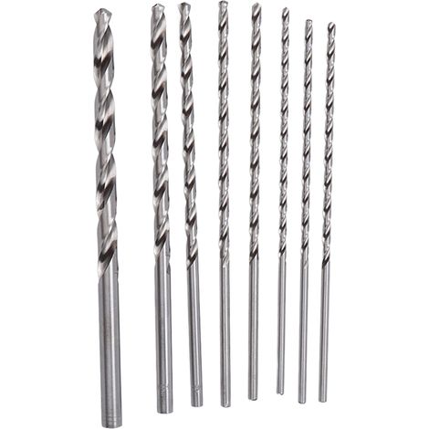 8-teiliges Spiralbohrer-Set aus HSS-Stahl für Metall und Holz, 4–10 mm, extra lang (200 mm) (1/5)