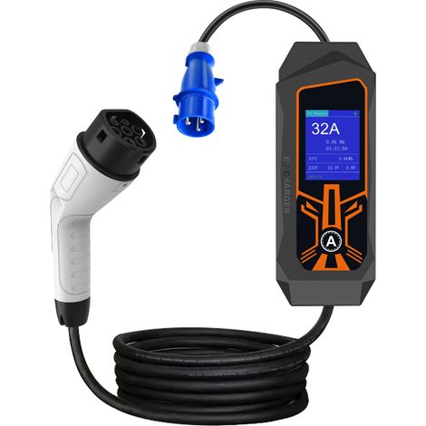 Chargeur portable pour véhicule électrique type 2--- 32A 7 kW – Câble de 5 m – Résistance IP54 (1/5)