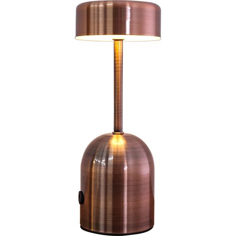Lampe de table LED portable avec capteur tactile, lumière champignon, luminosité réglable, lampe de chevet rechargeable, lampe de chevet LED rechargeable-Bronze Rouge. (1/5)