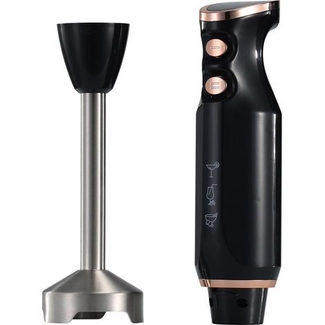 Mixeur Plongeant noir, Collection Black , Stick en acier inoxydable, Fonctionnement à 2 vitesses, Contrôle de vitesse variable, Fonction turbo, Schaft détachable (1/4)
