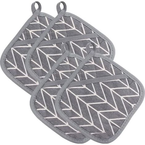 Bardusch-4 maniques en coton avec silicone antidérapant, carrées, réutilisables, pour cuisine et pâtisserie (1/5)
