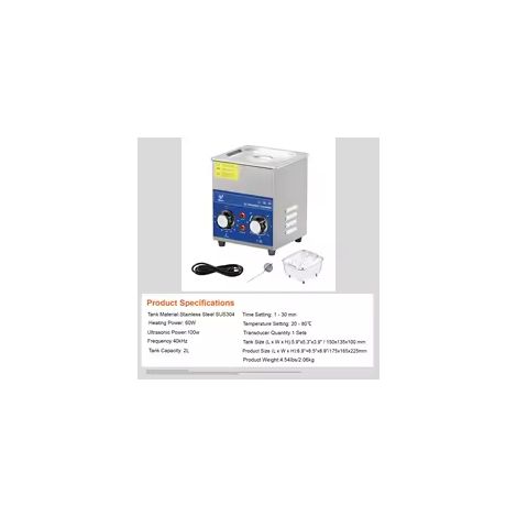 SIHAO 2L 40KHZ Ultraschallreiniger mit Heiztimer für Schmuckreinigung Taste Steuerbrille Ringe Zähne Musikinstrumente Blau