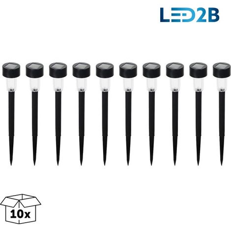 Lampada solare, confezione da 10, nera, ricaricabile, sensore crepuscolare, LED a colori freddi, 0,06 W IP44, ZEN Kobi (1/2)
