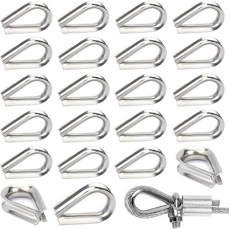 30 Pièces M6 Cosses de Câble Métallique en Acier Inoxydable 304 Cosse Coeur pour Cable Acier pour Câble Métallique 6mm (1/5)