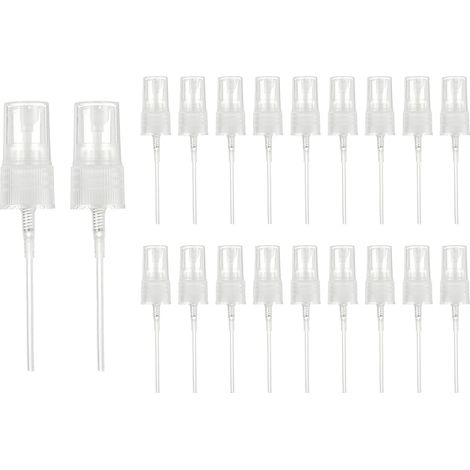 Lot de 20 vaporisateurs à brume fine de rechange pour bouteilles en PET de calibre 18, pour huiles essentielles, soins capillaires, beauté à la maison, transparent (1/5)