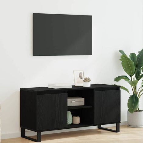 vidaXL Mobile TV Rovere Nero 104 x 35 x 50 cm Legno multistrato
