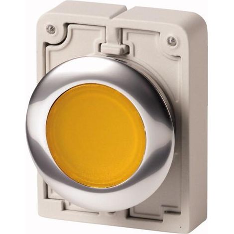 Bouton poussoir lumineux 30mm flush a rappel blanc sans inscription EATON M30C-FDL-Y