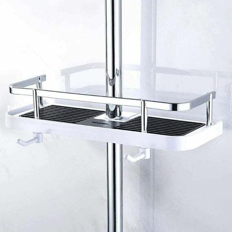 Adjustable wall-mounted shower shelf, tube storage basket for kitchen and bathroom, rust-resistant metal shower tray, practical wall bracket 30 x 12 x 6 cm (1/4)