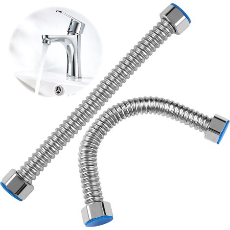 2 flexibles G1/2 x G1/2 en acier inoxydable 20 cm, renforcés pour robinet et connecteur (1/5)