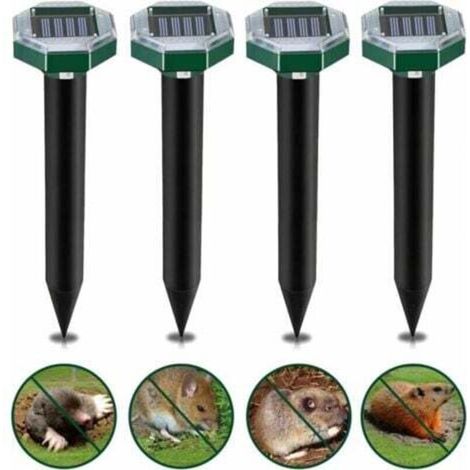 Répulsif anti-taupe ultrason solaire 4 pièces, étanche IP65, pour jardin, terrasse et pelouse (1/5)