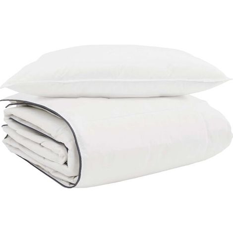 Ensemble de couette d'hiver en duvet de canard (taie d'oreiller incluse), 2 pièces, blanc (1/5)