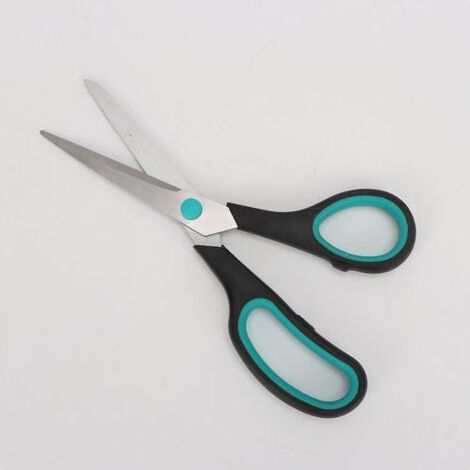 Ciseaux, lames en acier inoxydable, poignées souples, pour la maison, le bureau et l'école, multi-usages, bleu/gris, 19 cm (1/4)