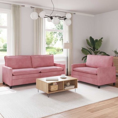 Juego de Sofá 2 pcs Rosa Terciopelo