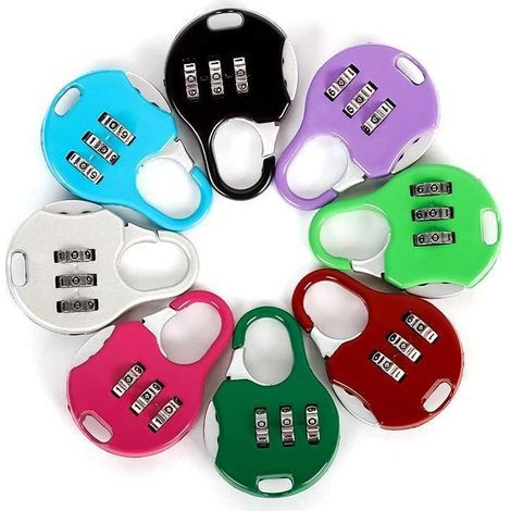 CCYKXA 7 Pcs Mini 3 Digit Resettable Combination Lock Travel Luggage Lock Assorted Colors (1/5)