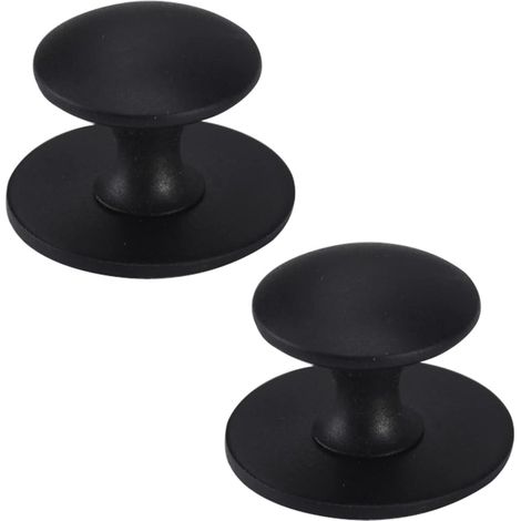 Set mit 2 runden Edelstahlknöpfen für Scheunentüren, Gartenhäuser, Garagen, Schiebetüren, Küchen, Bars (sandschwarz) (1/5)
