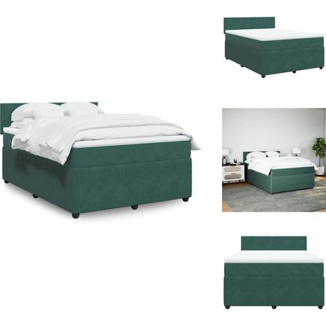 Sommier à lattes de lit et matelas Vert foncé 160x200cm Velours - Sommier À Lattes De Lit - Sommiers À Lattes De Lit - Lit - Meuble De Chambre À Coucher (1/5)