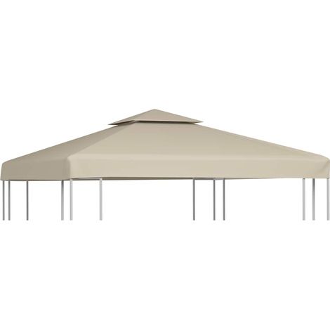 Toile de remplacement pour tonnelle 3 x 3 m beige, polyester 310 g/m², toit à 2 niveaux - PANGIVO (1/5)