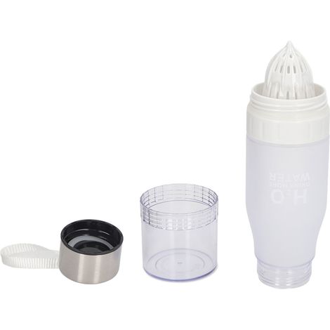Zitronenpresse, Fruchtpresse, tragbare Wasserflasche für Reisen im Freien, auslaufsicher, Unisex, 650 ml, weiß. (1/4)