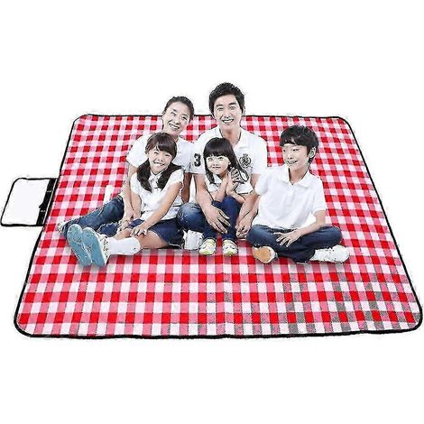 Couverture de pique-nique extra large 3,0 m x 1,5 m (118 x 59 po), tapis de pique-nique imperméable pour 6 à 8 personnes, tapis de plage portable idéal pour la plage, le parc et le camping (rouge). (1/4)