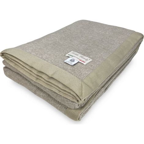 COPERTA leggera PRIMAVERILE NANTES estiva IN LANA MERINO FINE matrimoniale 2 PIAZZE tortora (1/5)
