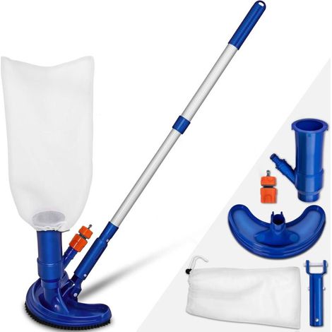 Aspirateur de Piscine à Vide Kit d'entretien pour Piscine Set d'Accessoires de Nettoyage avec tige télescopique,Aspirateur, Sac à Feuilles, Écumoire Manche Télescopique pour Piscines (6pcs) Bassins (1/5)