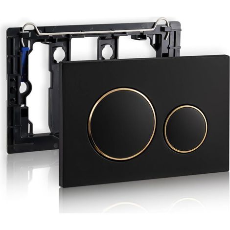 Plaque De Déclenchement - Pour Réservoir Geberit Sigma20 - Double Action - Noir Mat Et Doré - 1 Pièce (1/4)